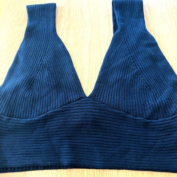 NWT* House of Harlow 1960 Women's Rib Knit Bralette Black Top - Women's Large - Picture 6 of 7